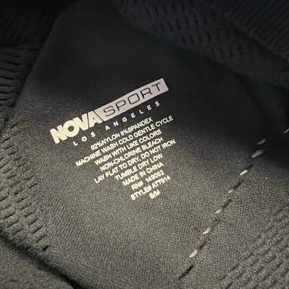 Nova Sport Black Fitted Leggings Long Sleeve Top Athletic Workout Set S/M - Picture 4 of 7